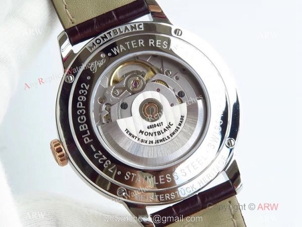 Montblanc AAA Watches Heritage Spirit 2824 Rose Gold Silver Dial Watch