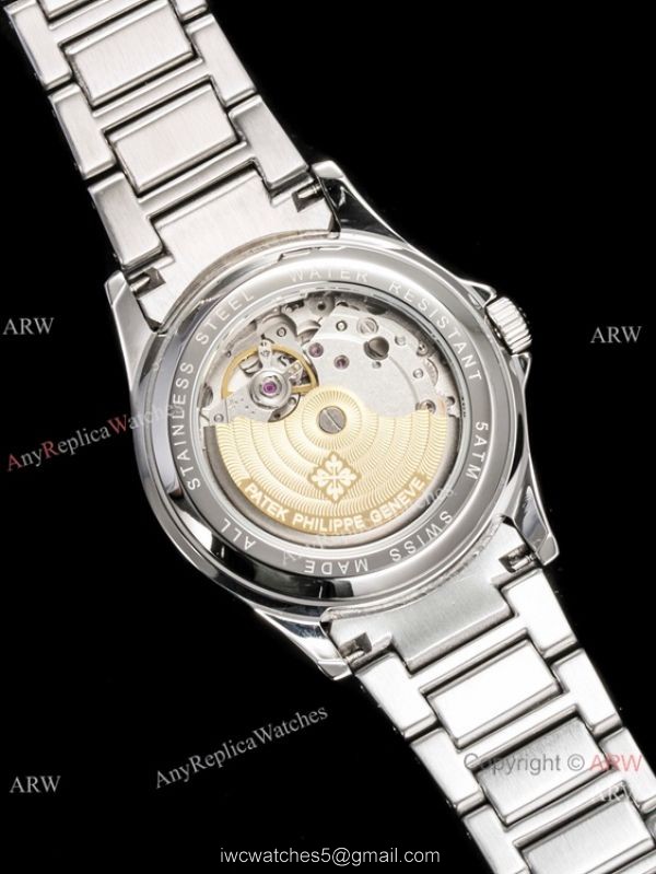 Newest Fake Patek Philippe Geneve 904L Silver Steel White Dial Watch