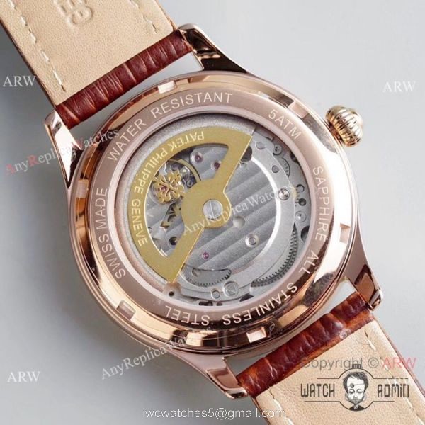 Swiss Grade 1 Patek Philippe AAA Watch Rose Gold Moonphase Men Size