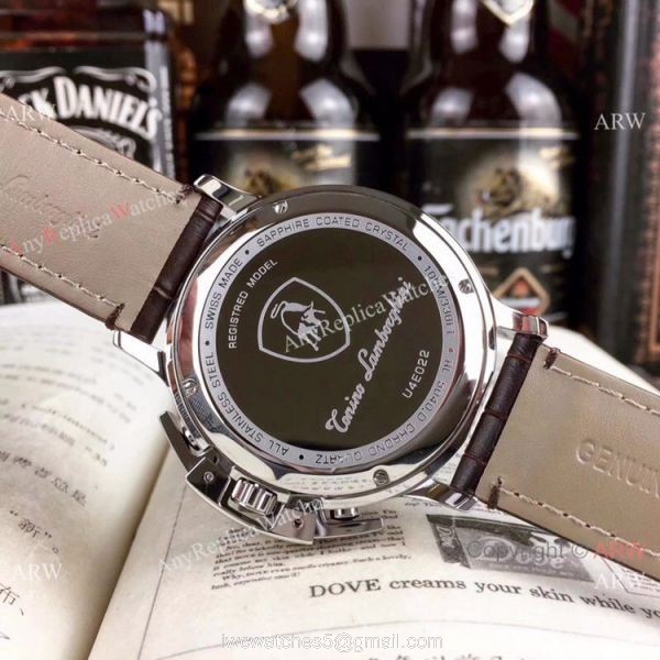 New Copy Lamborghini Herrenuhr Chronograph watch SS Black Dial
