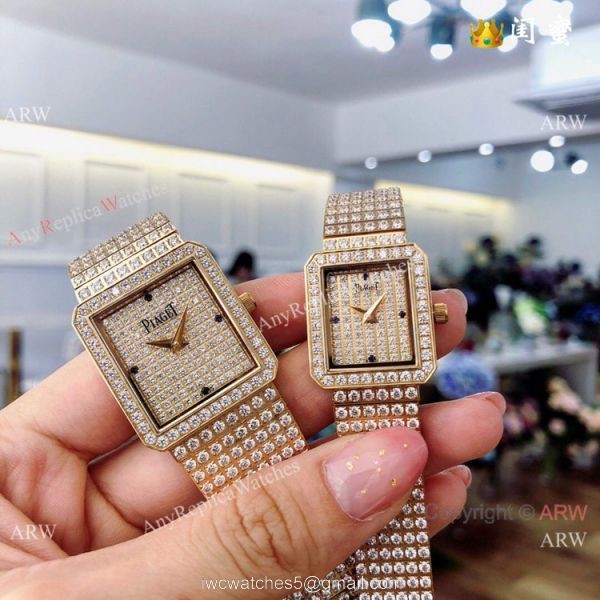 Swiss Replica Piaget Polo Diamond Watches All Gold Sapphire Glass
