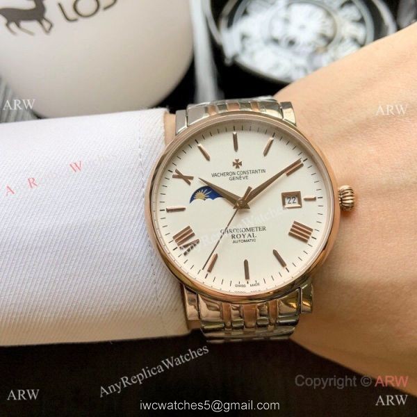 Top Grade Vacheron Constantin Moon phase Watch 2-Tone Rose Gold 40mm