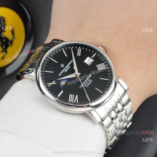 Vacheron Constantin Moonphase watch 40mm Stainless Steel Black Dial
