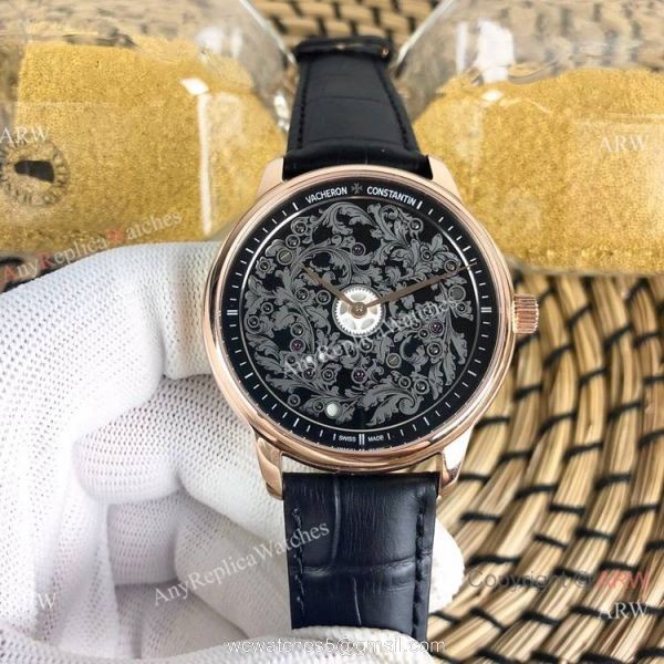 Replica Vacheron Constantin Geneve Flower Dial Blue Leather Strap