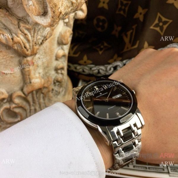 Best Replica Vacheron Constantin Geneve Watch Black Silver Case