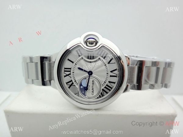 Copy Cartier Ballon Bleu Moonphase Watch Stainless Steel Sapphire crystal