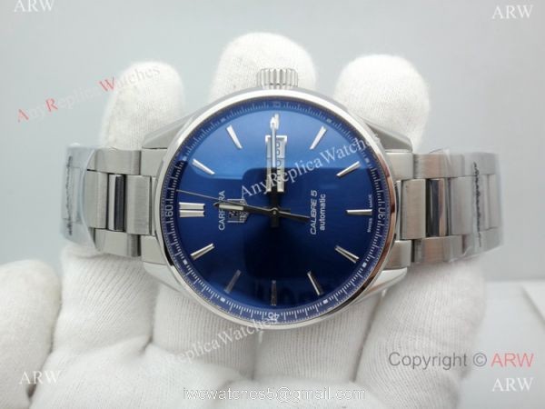 Swiss Replica Tag Heuer Carrera Calibre 5 Stainless Steel Blue Dial Watch