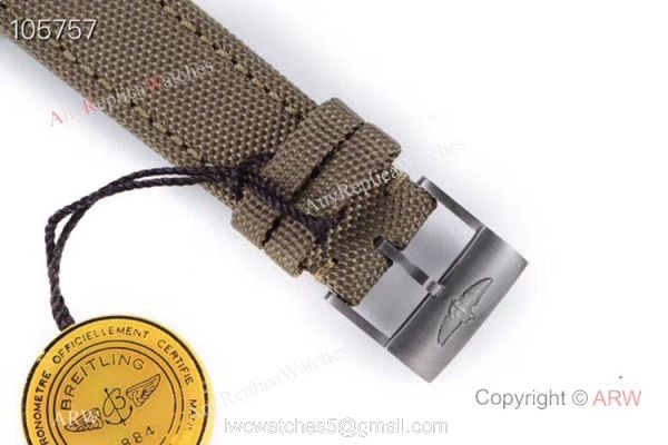 GB Swiss Replica Breitling Avenger blackbird V2 Watch Titanium Case Green Strap