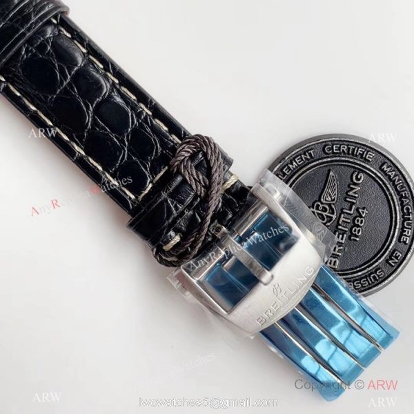 Swiss ETA Breitling Premier Replica Watch Silver Dial Black Leather Strap