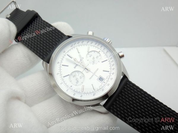 Clone Breitling Transocean Chronograph Watch Stainless Steel White Face 45mm