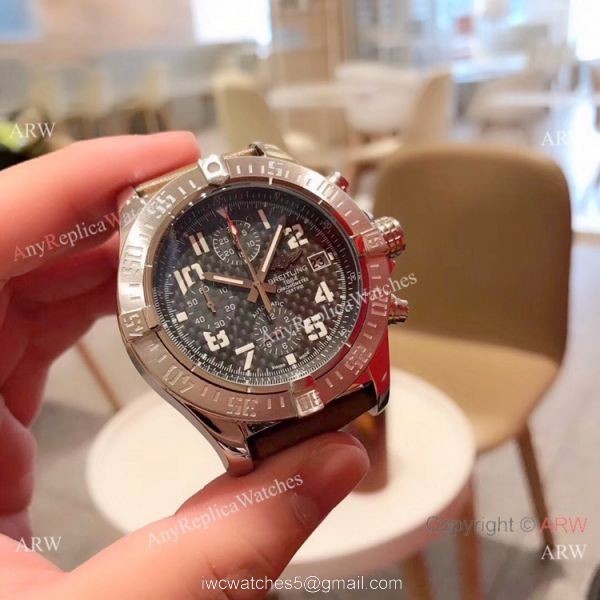 New Copy Breitling Super Avenger II SS Brown Leather Strap Watch 43mm