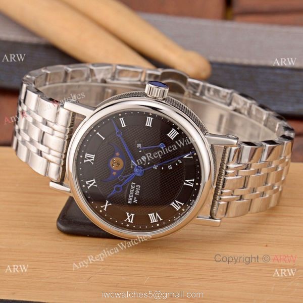 Breguet Classique Moon phase Replica Watch 2-Tone Rose Gold White Dial