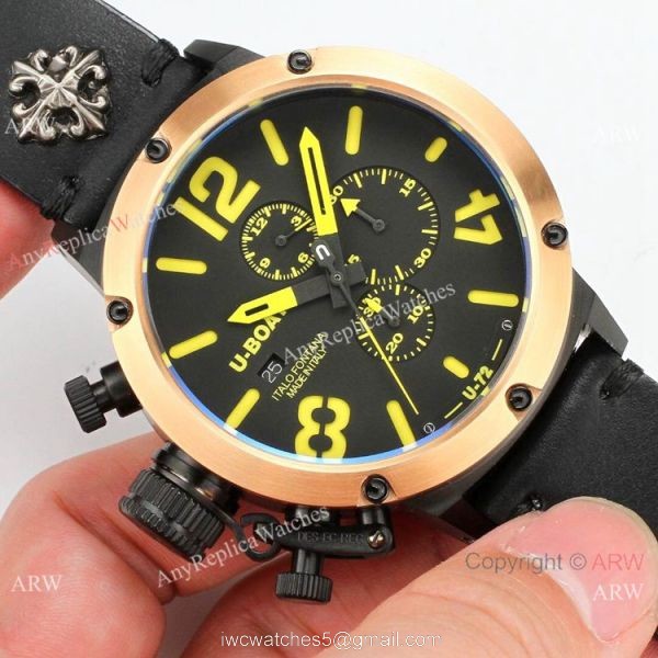 U Boat Classico U-72 Replica Watches Rose Gold Bezel Black Dial
