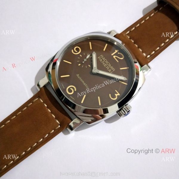 Best Copy Radiomir Panerai SS Brown Leather Strap Watch PAM 619