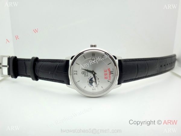 Replica Omega De Ville Moonphase Watch SS Silver Dial
