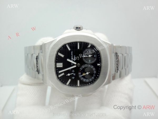 Copy Patek Philippe Nautilus Power Reserve Watch Stainless Steel Black 40mm