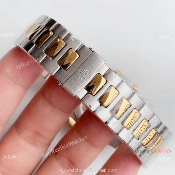 Highest Quality Copy Patek Philippe Nautilus Two Tone Black Watch Swiss Grade 1