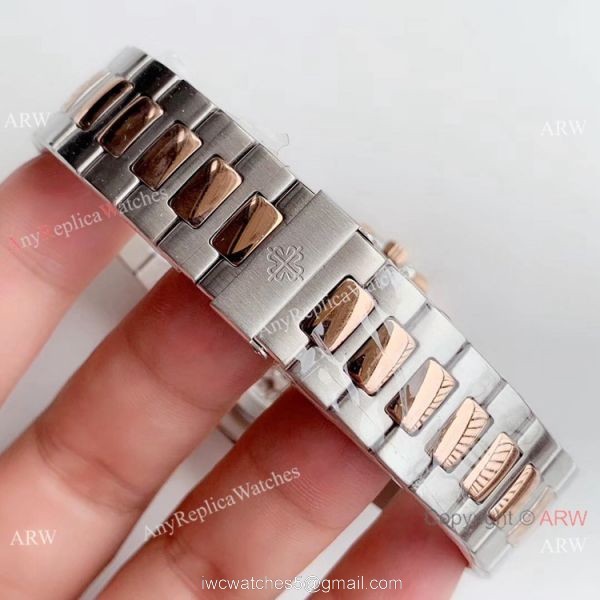 Swiss Grade One Copy Patek Philippe Nautilus watch 2-Tone Rose Gold Blue Dial