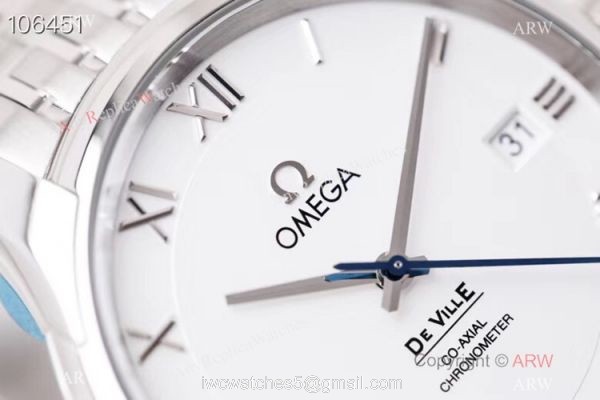 VSF Swiss Omega De Ville Co-Axial 41mm Watch Stainless steel White Roman Dial