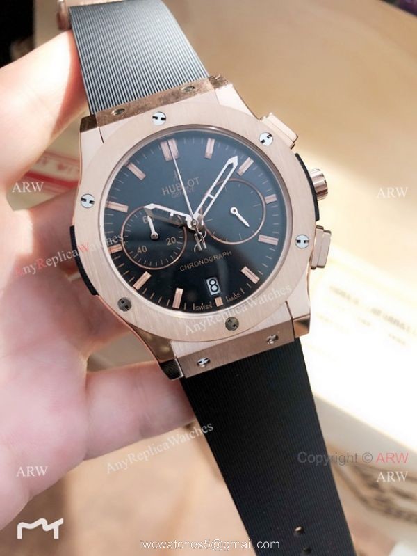 Replica Hublot Classic Fusion Chrono Watches Gray Dial Rose Gold