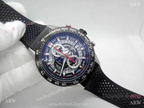 Copy Tag Heuer Carrera Calibre 01 Black Chronograph Dial watch 45mm
