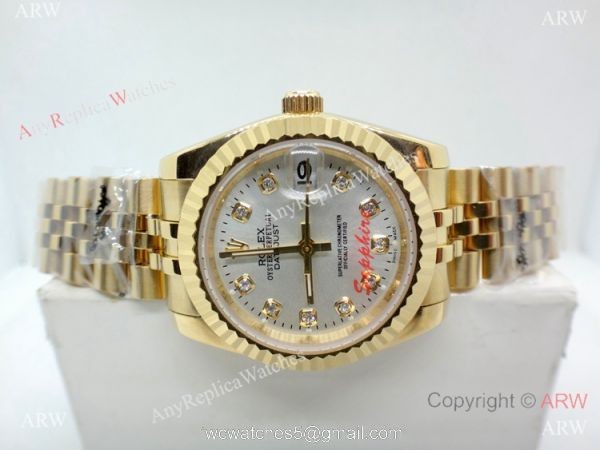 Clone Rolex Datejust Silver Dial Jubilee Watch Yellow Gold 31mm