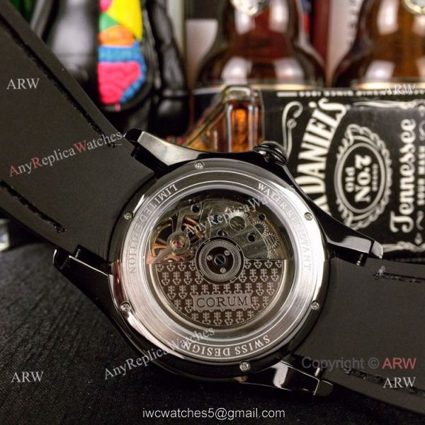 Replica Corum Bubble Skull Face Black Steel Watch 45mm