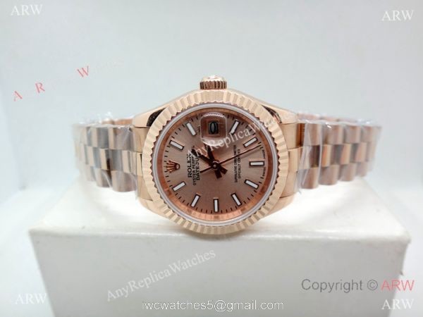 Rose Gold Rolex Presidential Replica Watch 28mm Women