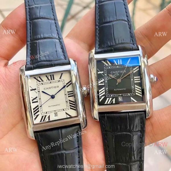 Buy Replica CARTIER Tank Automatic Watches SS Black Dial