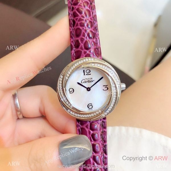 Perfect Replica Cartier Rose Gold White MOP Dial Watches For Sale