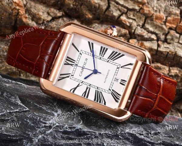 Replica Cartier Tank Solo Stainless Steel Black Roman Dial Watch Automatic