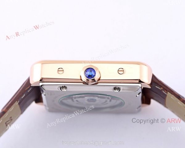 Cartier Tank Solo Moonphase Copy Watch White Dial Black Leather Strap