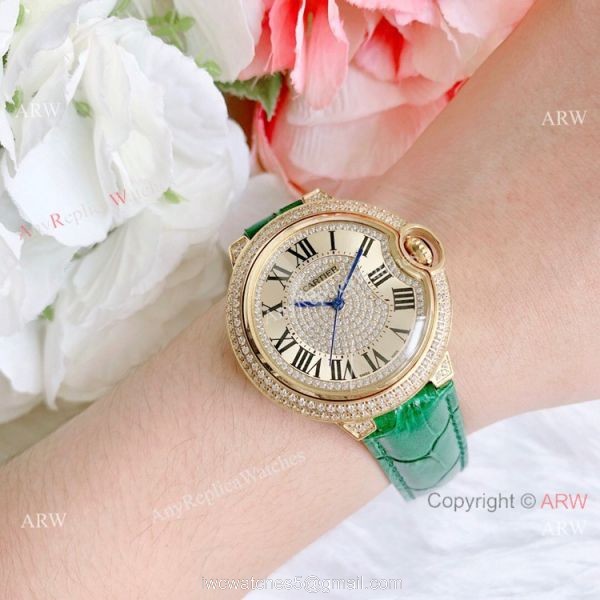 Best Quality Copy Cartier Ballon Bleu De Quartz Watch Yellow Gold Diamond