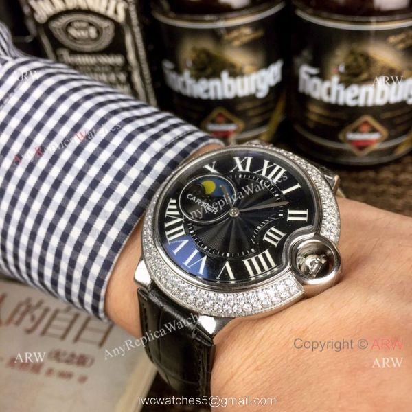 AAA Quality Cartier Ballon Bleu de Moon phase Diamond Copy watch