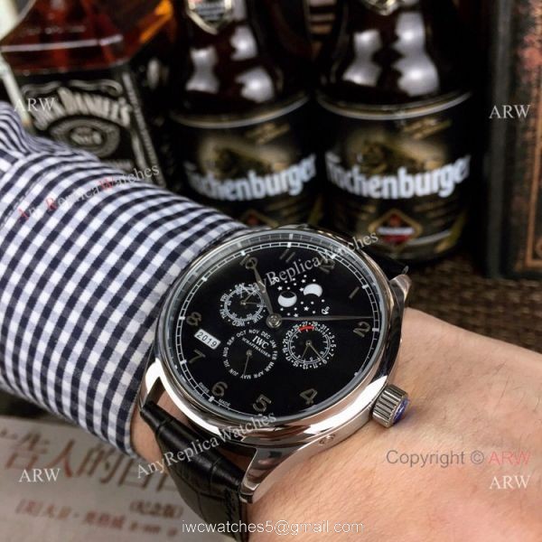 IWC Pilots Blue Dial Black Leather Strap Watch New Replica