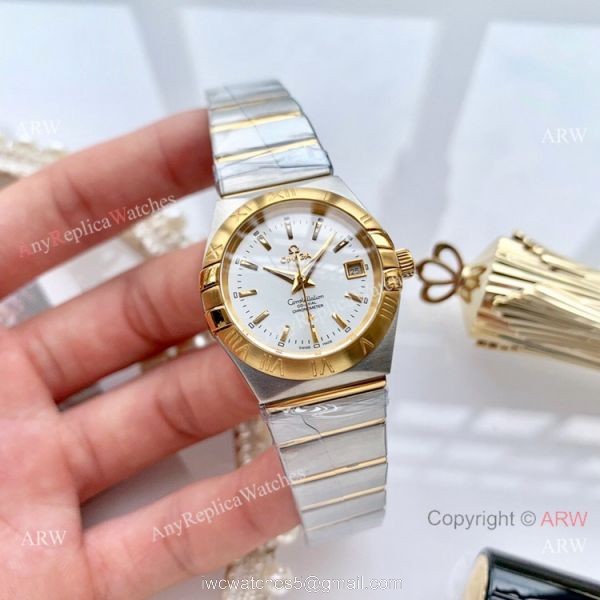 Women Omega Double Eagle 2-Tone Rose Gold Diamond Watch High Quality Replica Watches China