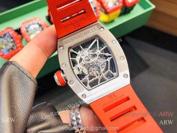 Copy Richard Mille RM035-Americas Watch SS Orange Rubber Band