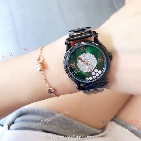Copy Chopard Happy Sport Quartz Watch Black Case White Dial