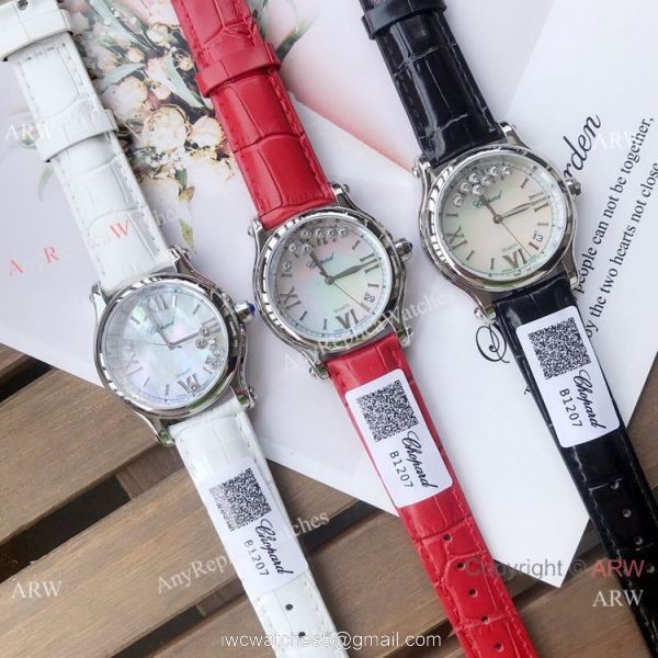 Replica Chopard Happy Sport 36mm Watches 2-Tone Rose Gold White Dial