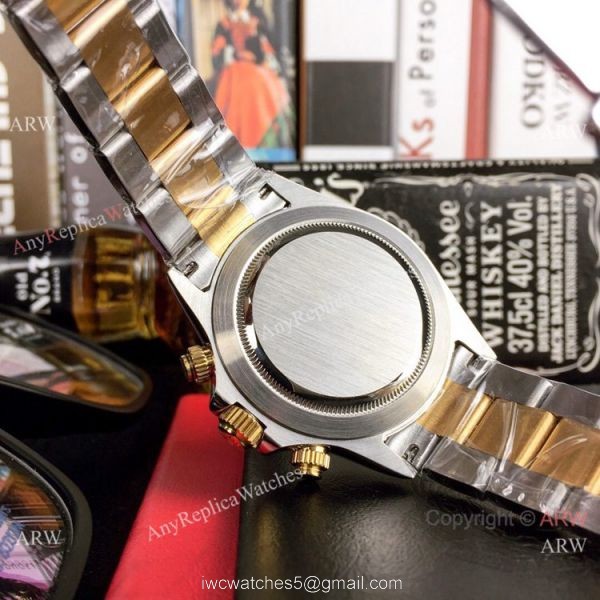 Copy Rolex Two Tone Daytona 40mm Watch Gold Dial with Diamond Gold Rolex Daytona Replica