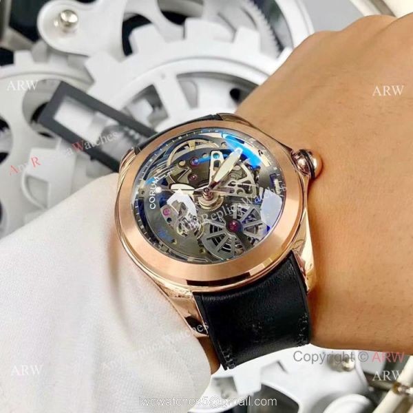 New Replica Corum Watches Corum Bubble Squelette Rose Gold Skeleton Dial