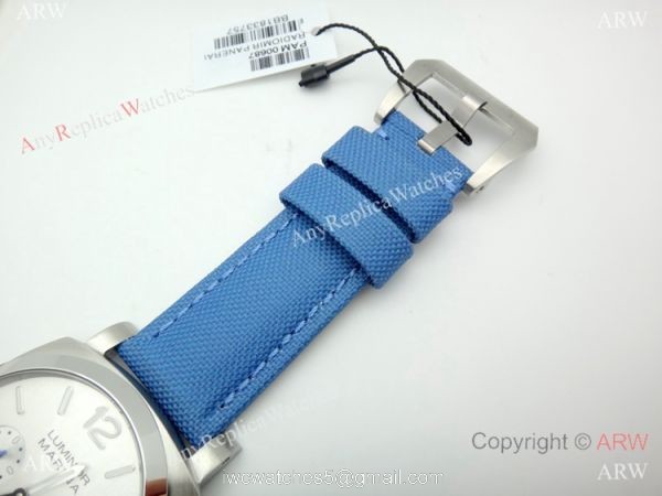 Copy Panerai Luminor Marina PAM 687 Automatic Watch SS Blue Leather Strap