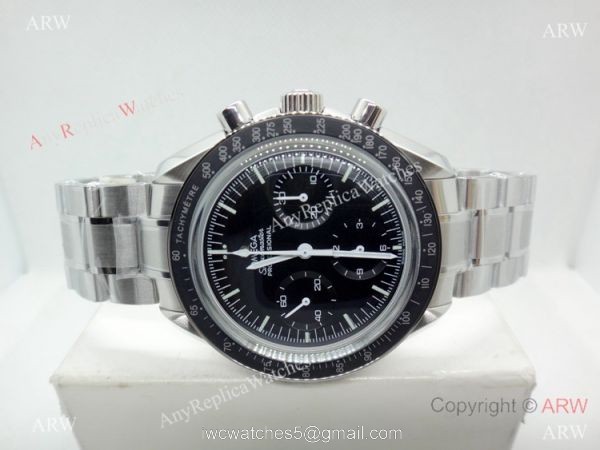 Swiss Grade 1 Omega Speedmaster 7750 Stainless Steel Black Bezel Swiss Replica Watches