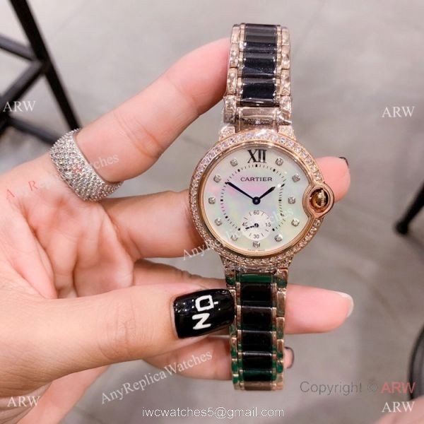 Cartier Ballon Bleu de 36mm Quartz Watch Black Ceramic Silver