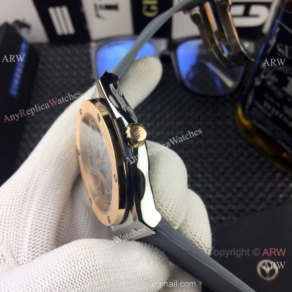 New Style Hublot Classic Fusion Rose Gold Bezel Rubber Strap Watches