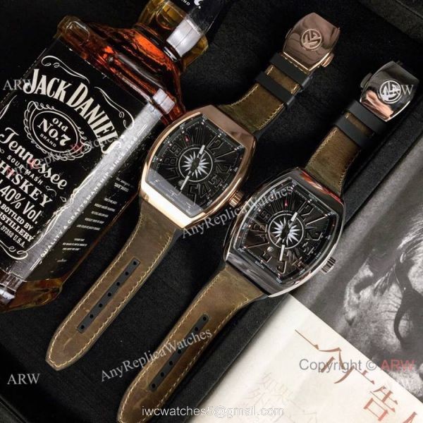 New Replica Franck Muller Vanguard Yachting watch Rose Gold Gray Gummy Strap