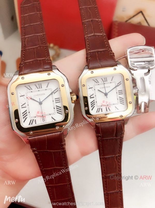 2019 Replica Cartier Santos de Lovers Watch Blue Leather Strap