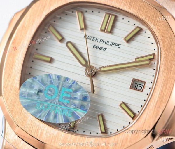 (OE) Swiss Replica Patek Philippe 5713 G Nautilus Watch Rose Gold White Face