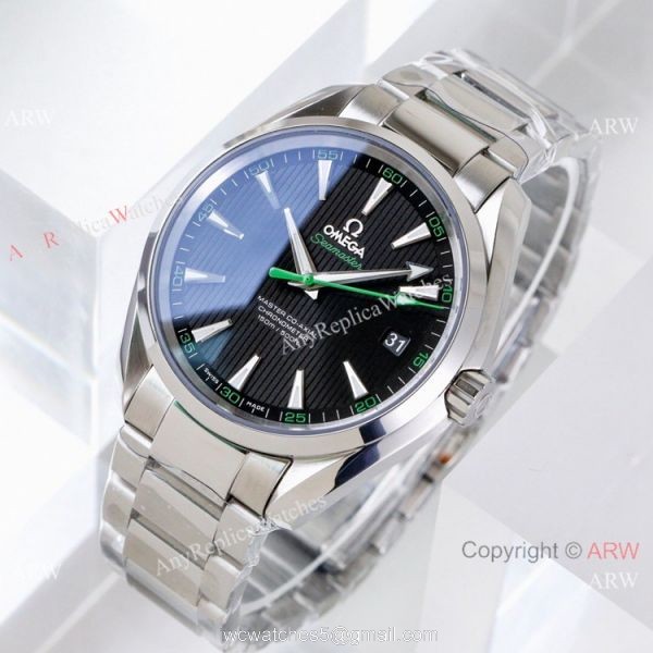 Swiss Replica Omega Seamaster Aqua Terra 150m VS Factory 8500 Watch Black Dial Green hand