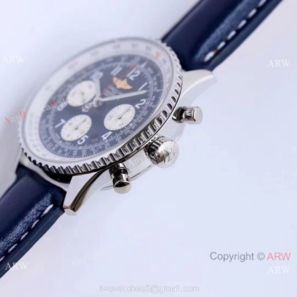 JF Factory Copy Breitling Navitimer 01 Automatic Chronograph Watch SS Blue Dial